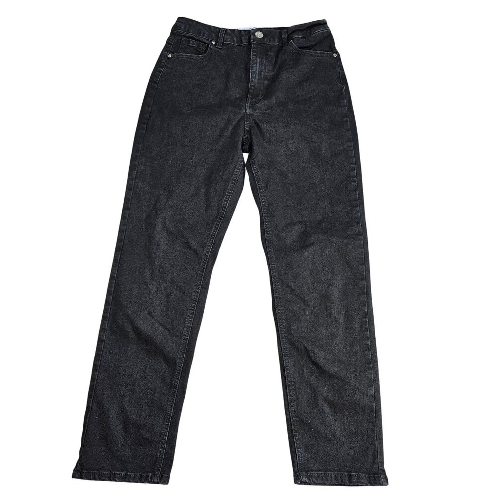 Refuge Beverly Hills High Rise Straight Jeans Juniors 7‎ Black Stretch Denim